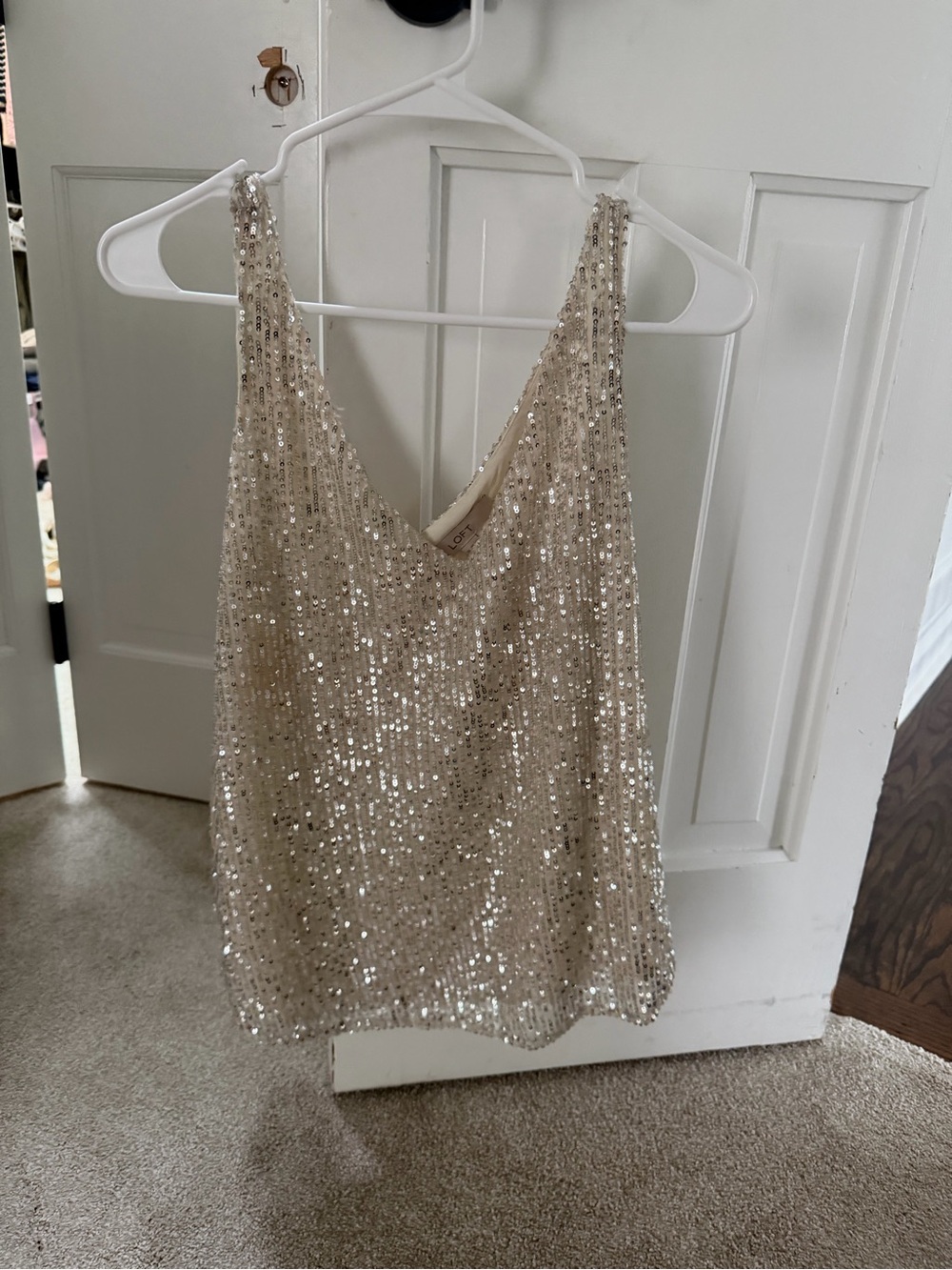LOFT Champagne Sequin V-Neck Camisole